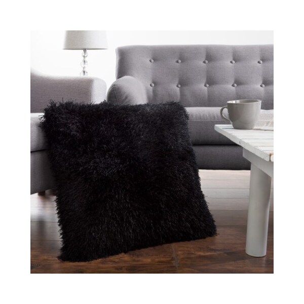 Hastings Home Oversized Floor or Throw Pillow Square Luxury Faux Fur Glam Decor Cushion for Home (Black) 110031IXH - main